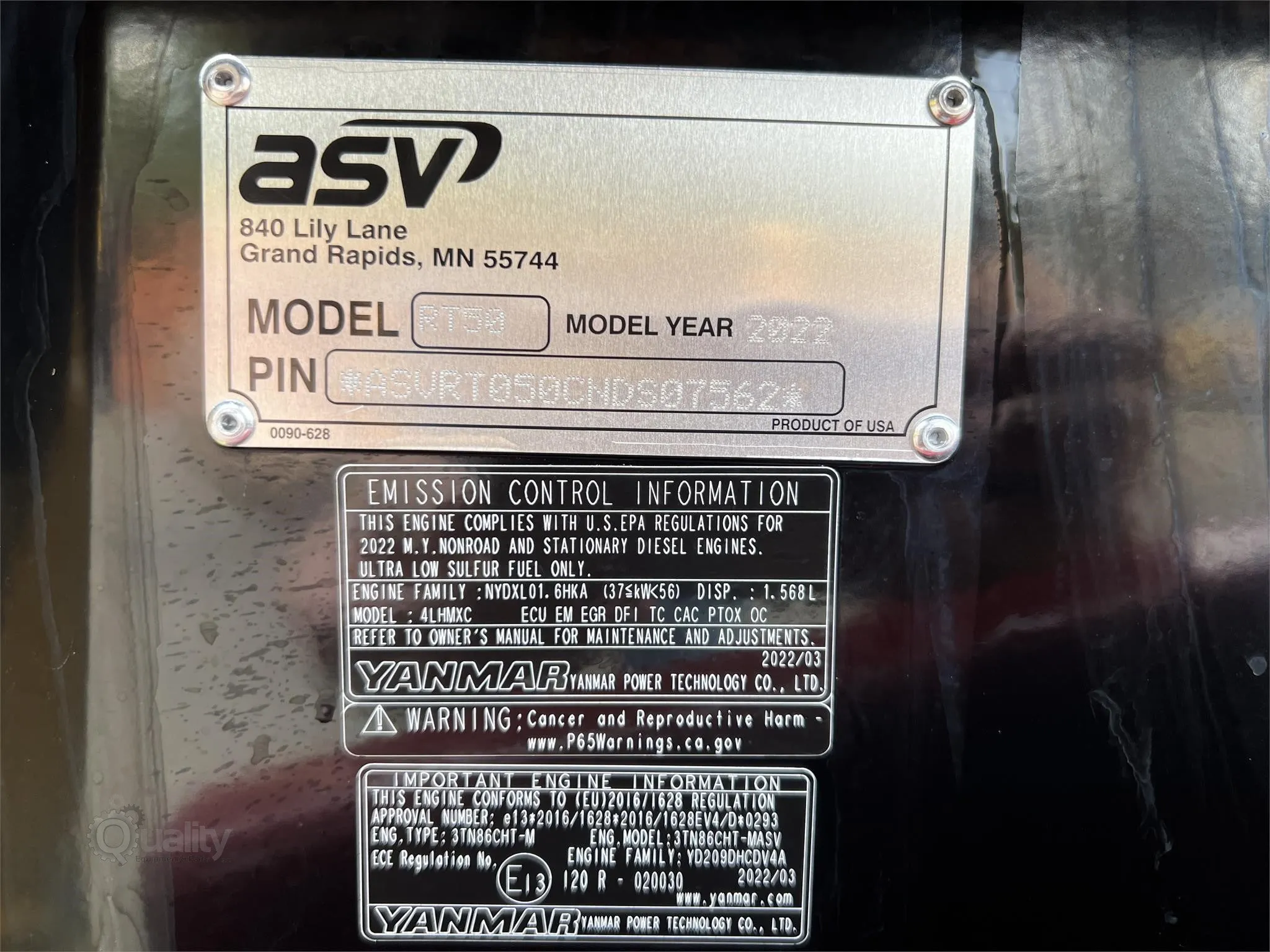 2023 Asv Posi-Track RT50 | 53.8 HP Engine | Track Skid Steer