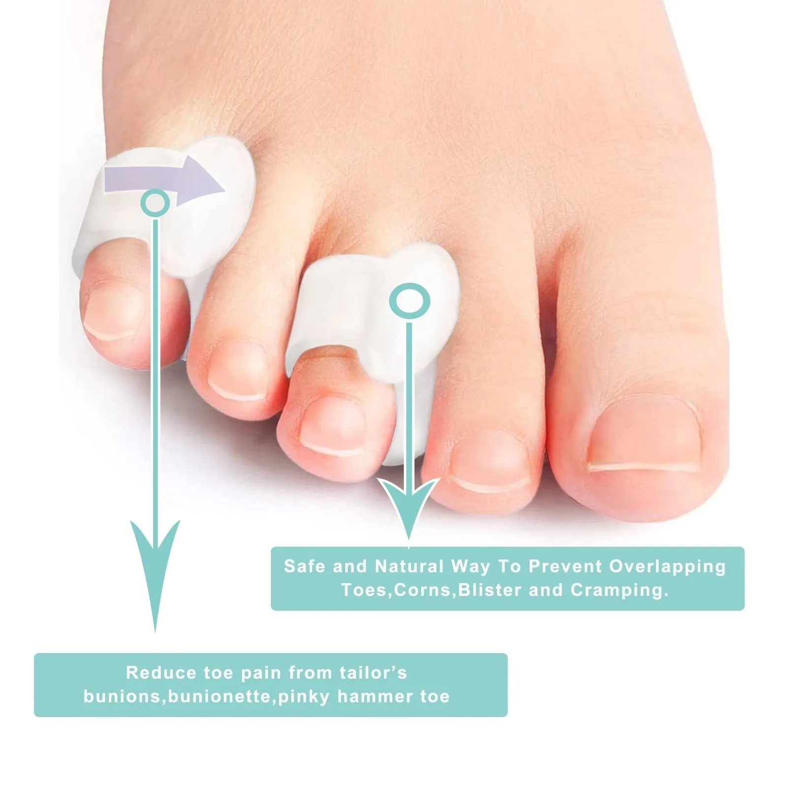 6pcs Gel Toe Separator, Toe Separator, Silicone Straighteners Separators Spreader Spacers, Little Toe Cushions for Bunion Relief Preventing Rubbing