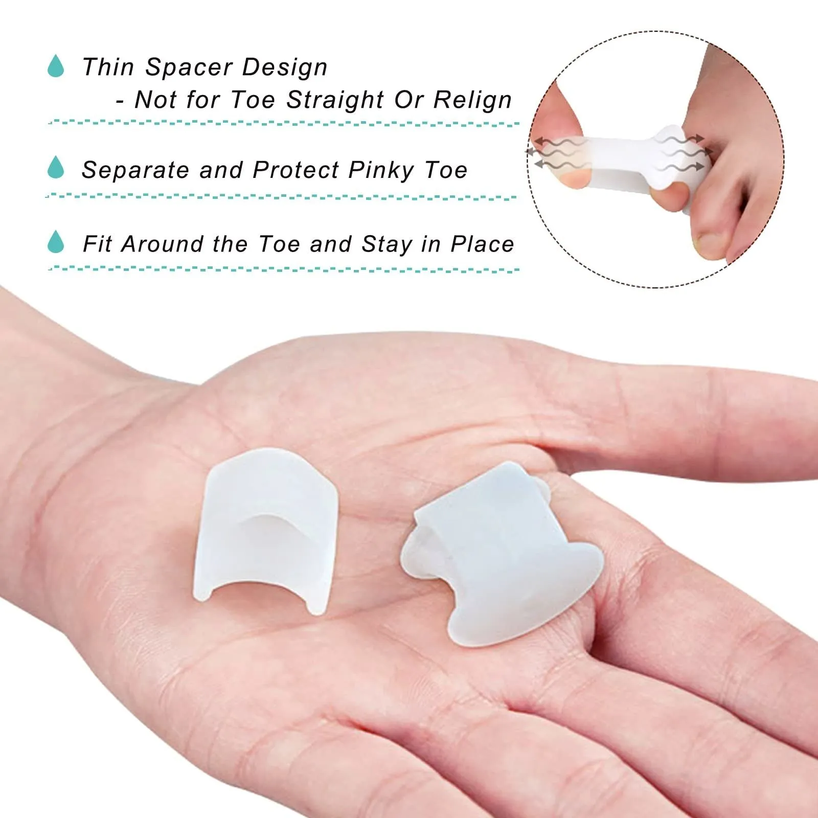 6pcs Gel Toe Separator, Toe Separator, Silicone Straighteners Separators Spreader Spacers, Little Toe Cushions for Bunion Relief Preventing Rubbing