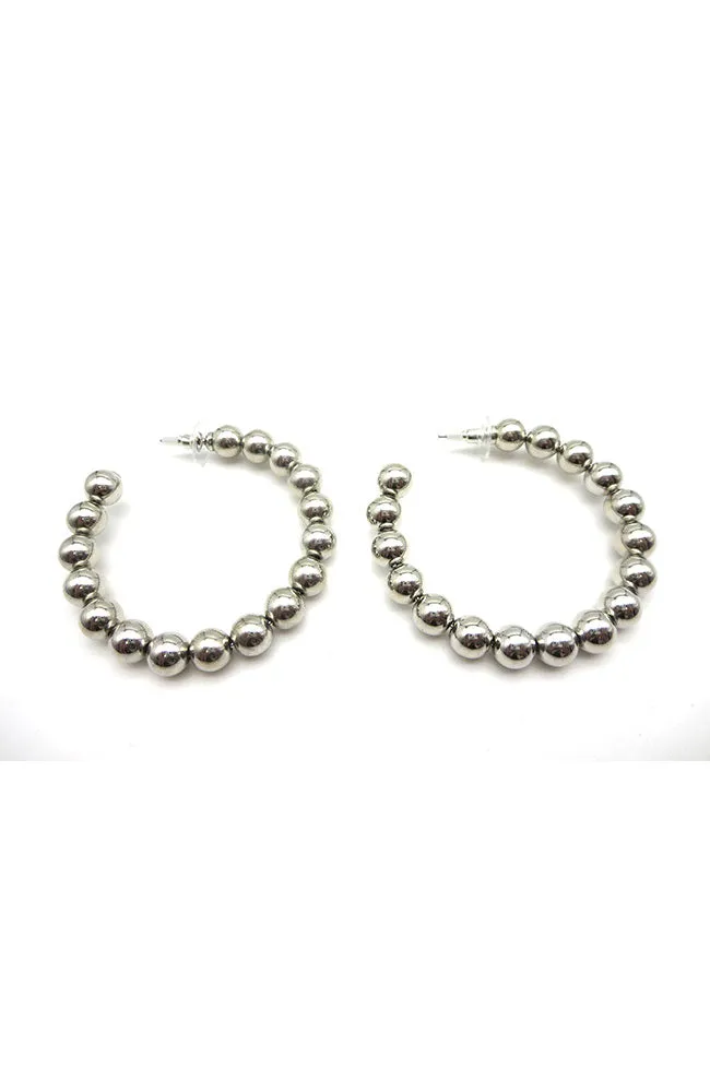 8mm Metal Ball Hoops Rhodium