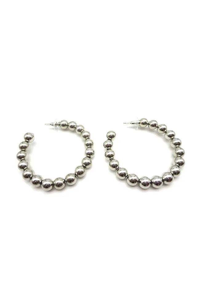 8mm Metal Ball Hoops Rhodium