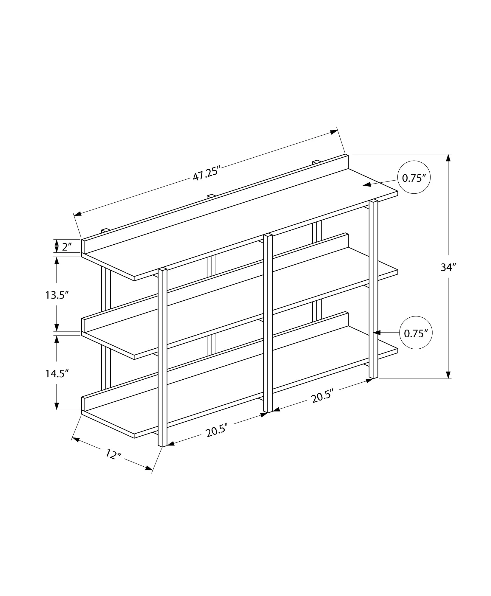 Accent Table - 48"L / Espresso / Black Metal Hall Console