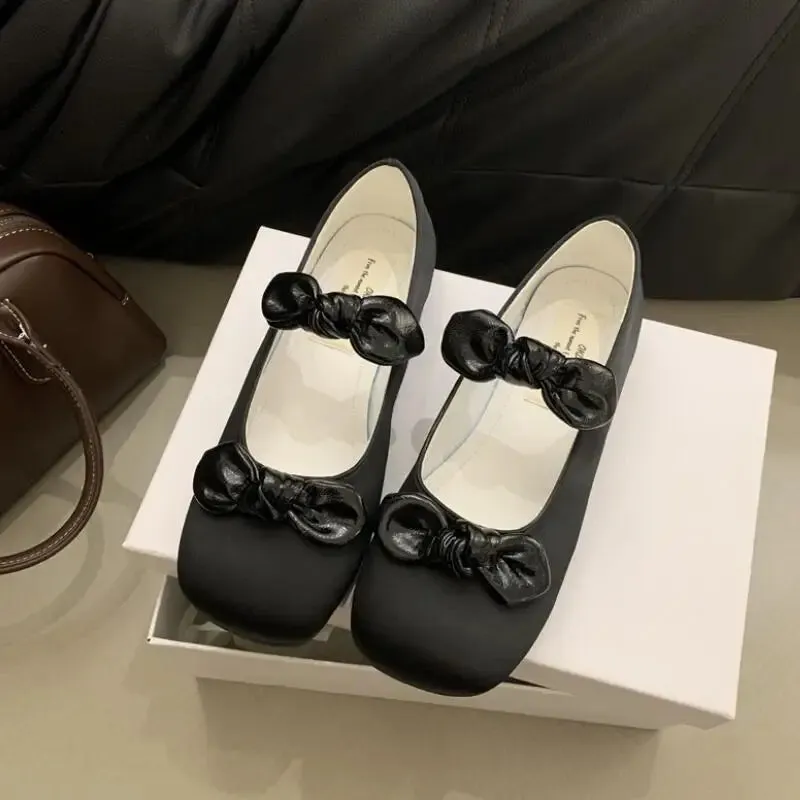 Advbridge  -  Spring Elegant Bow Women Flat Shoes Fashion Round Toe Shallow Slip On Ballerinas Shoes Casual Mary Jane Shoes Cute Girl