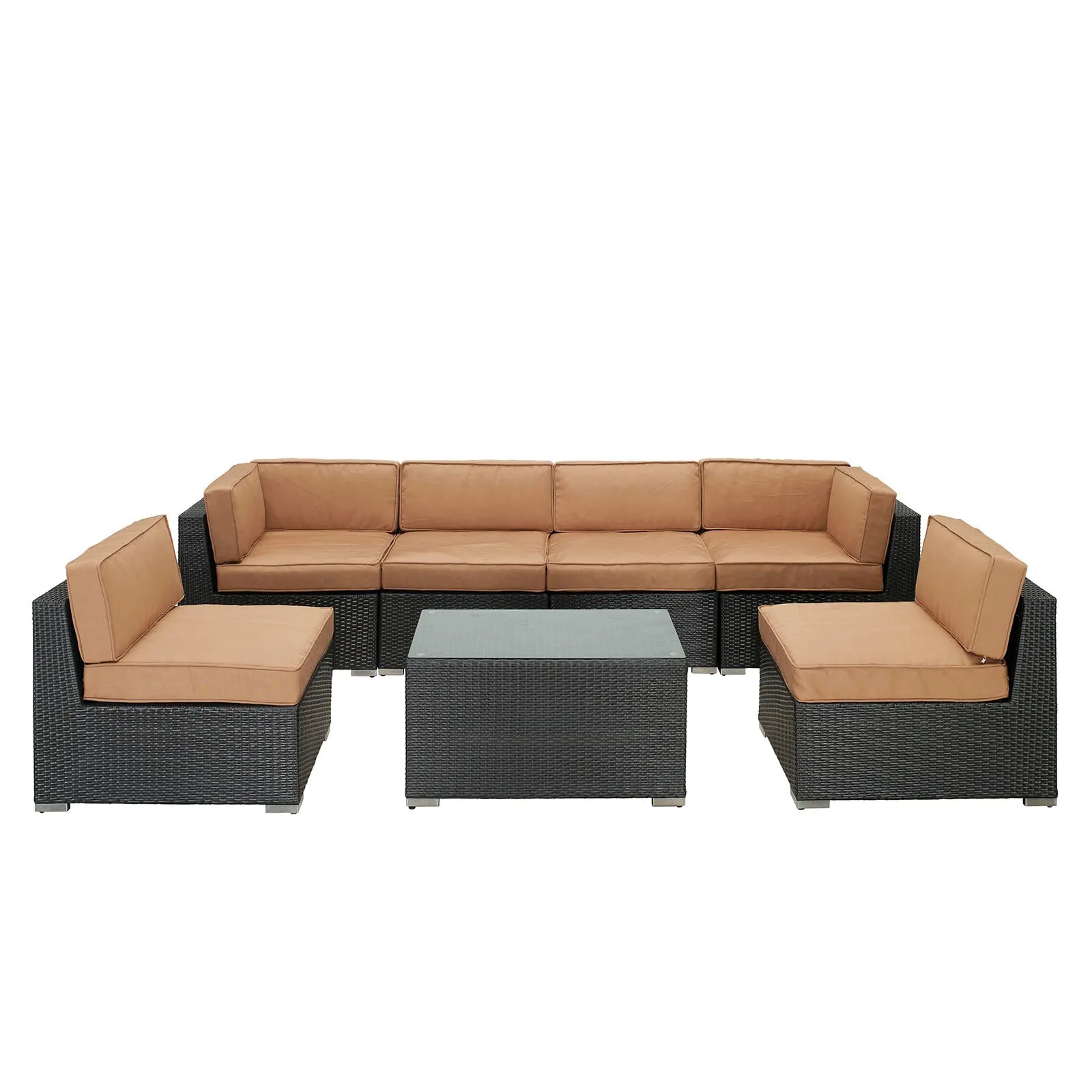Aero 7 Piece Outdoor Patio Sectional Set By Modway - EEI-695 - Espresso Mocha