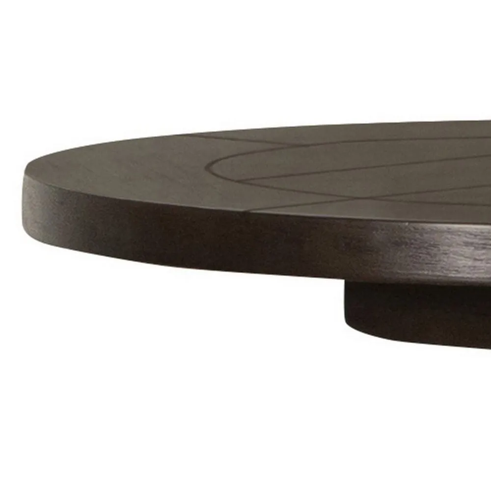 Aria 24 Inch Side End Table, Round Plank Top, Turned Pedestal, Dark Brown By Casagear Home