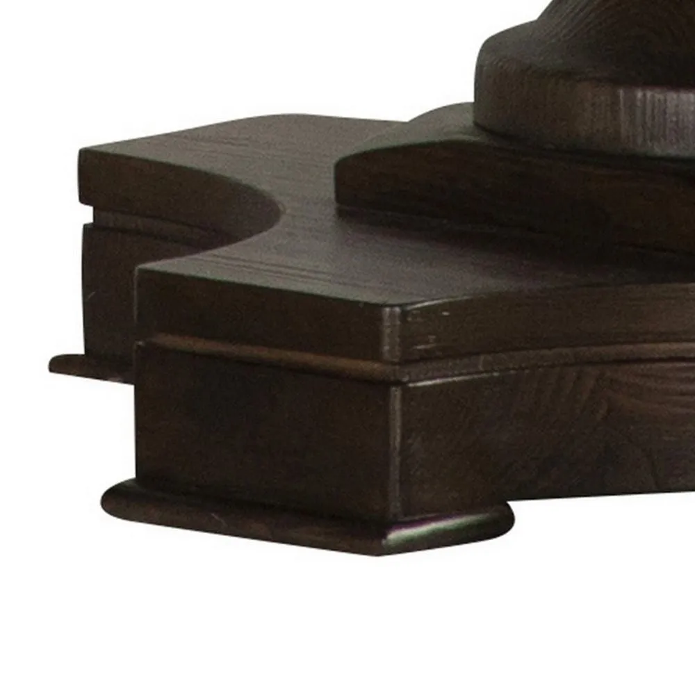 Aria 24 Inch Side End Table, Round Plank Top, Turned Pedestal, Dark Brown By Casagear Home
