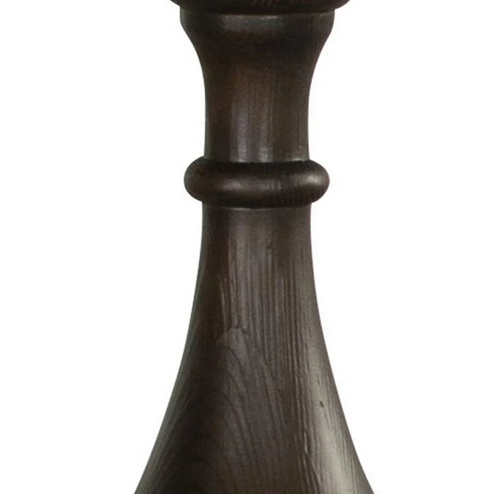 Aria 24 Inch Side End Table, Round Plank Top, Turned Pedestal, Dark Brown By Casagear Home
