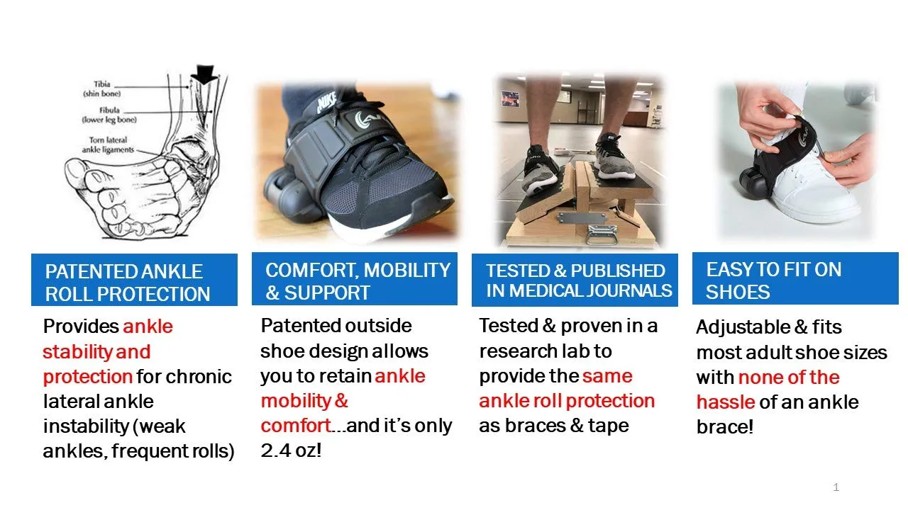 Armor1 Ankle Roll Guard (Left Foot) Ankle Support; Patented and Tested Alternative to an Ankle Brace for Ankle Roll Prevention, Ankle Support, Sprain Support; Good for Walking, Sports, Stroke