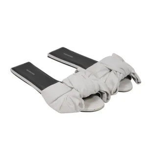 Balenciaga Nappa Square Knife Bow Mules White Leather