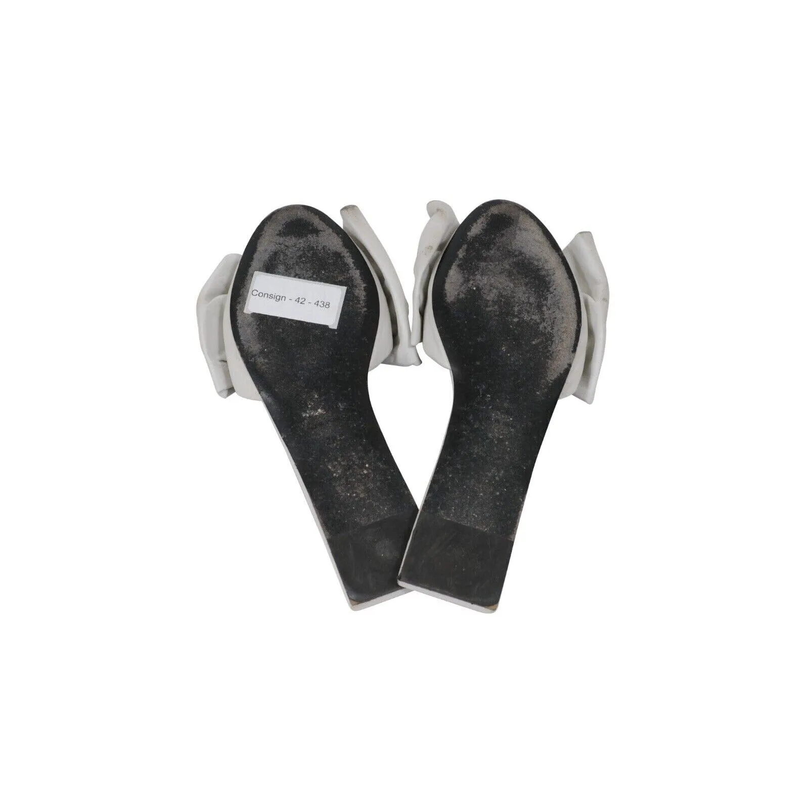 Balenciaga Nappa Square Knife Bow Mules White Leather