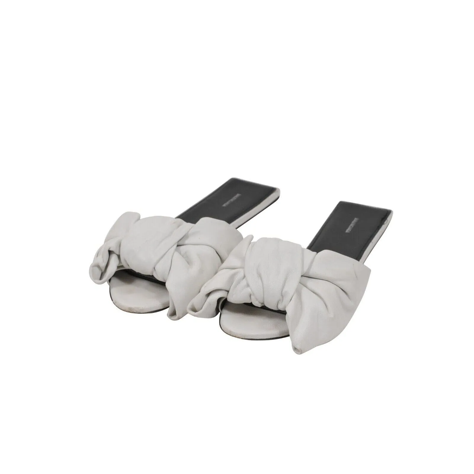 Balenciaga Nappa Square Knife Bow Mules White Leather