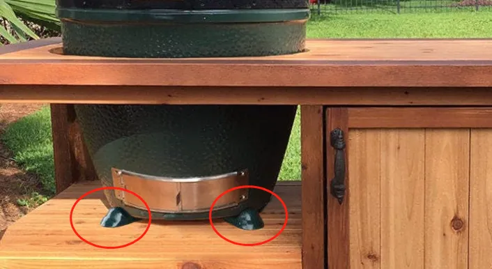 BBQ Ceramic Feet Shoes for Big Green Egg Kamado Grill, Base Feet Stand (not for minimax)- 4 Green of Set