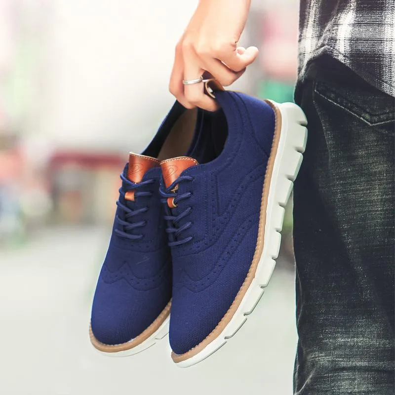 Bellkmart Autumn Comfy breathable Orthopedic Oxford Sneakers For Wide Feet - Blue
