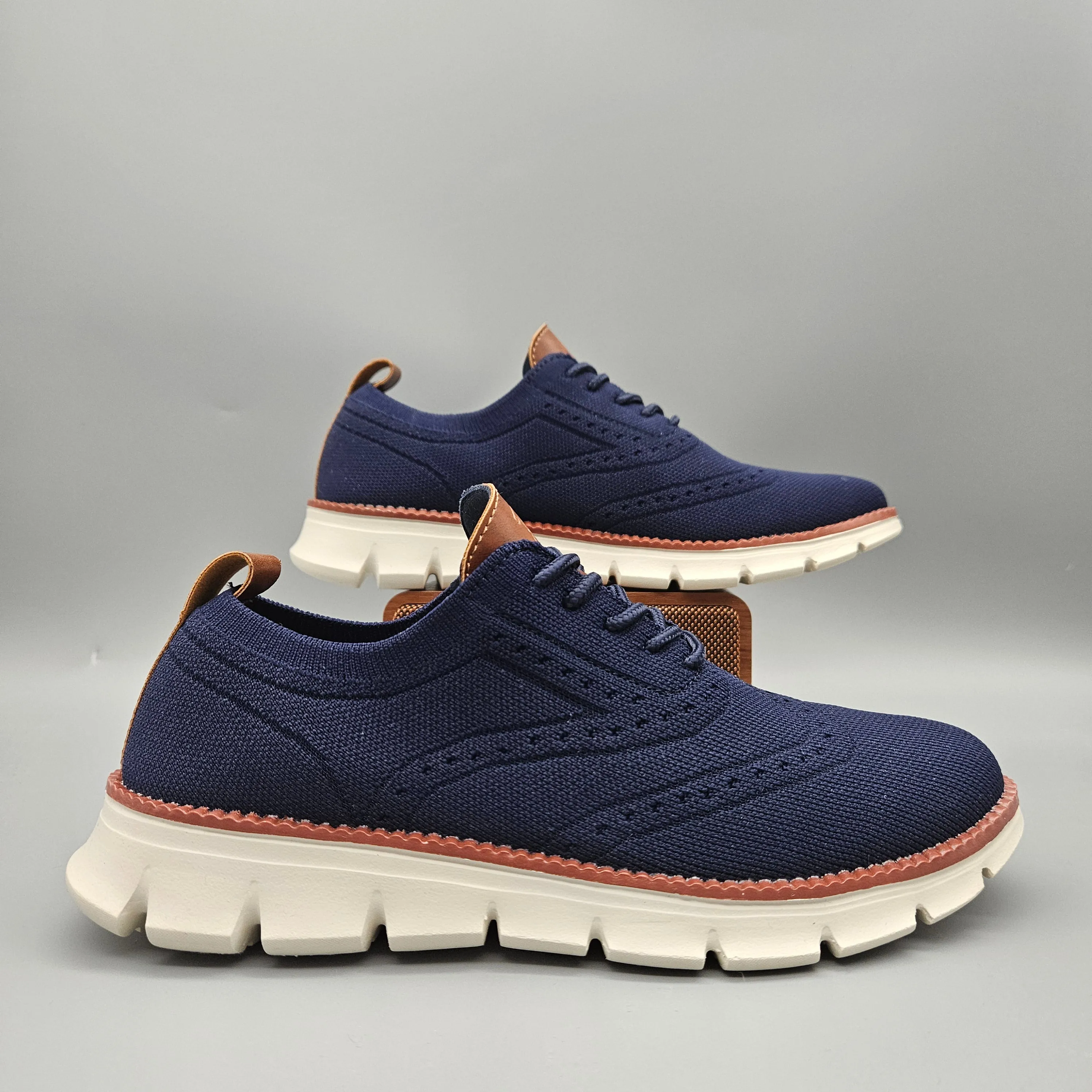 Bellkmart Autumn Comfy breathable Orthopedic Oxford Sneakers For Wide Feet - Blue