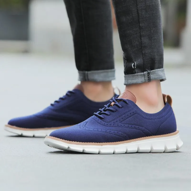 Bellkmart Autumn Comfy breathable Orthopedic Oxford Sneakers For Wide Feet - Blue