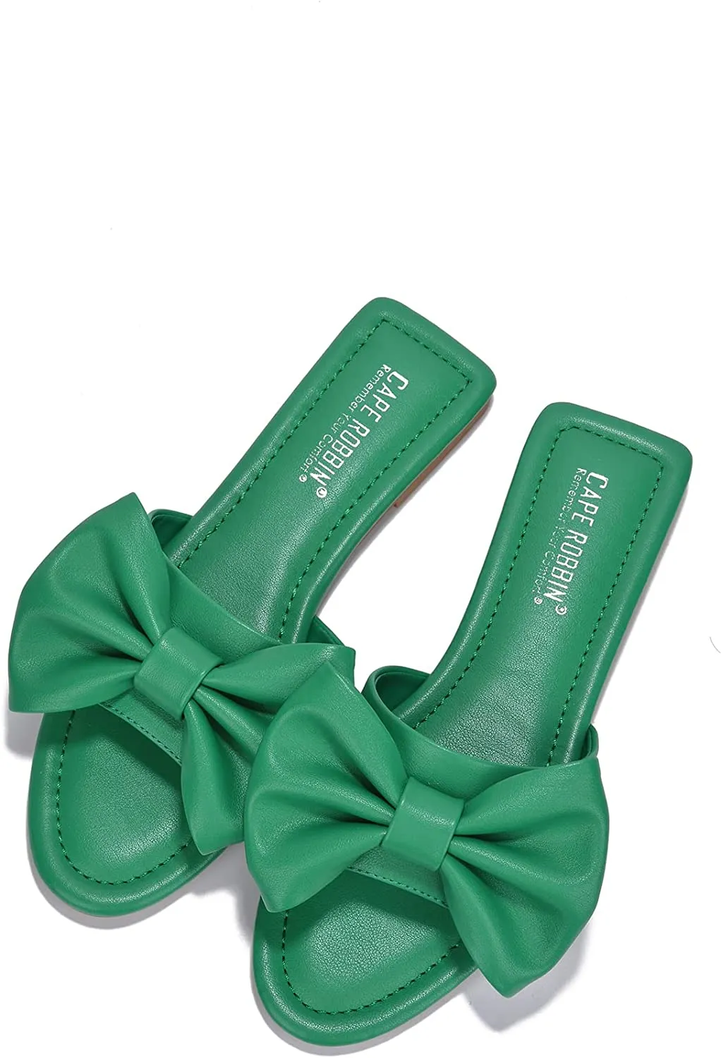 Black Vegan Leather Bow Knit Flat Sandals