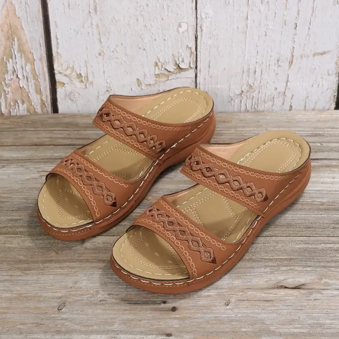 Blisscomfy Arch Support Boho Vintage Slide Sandals