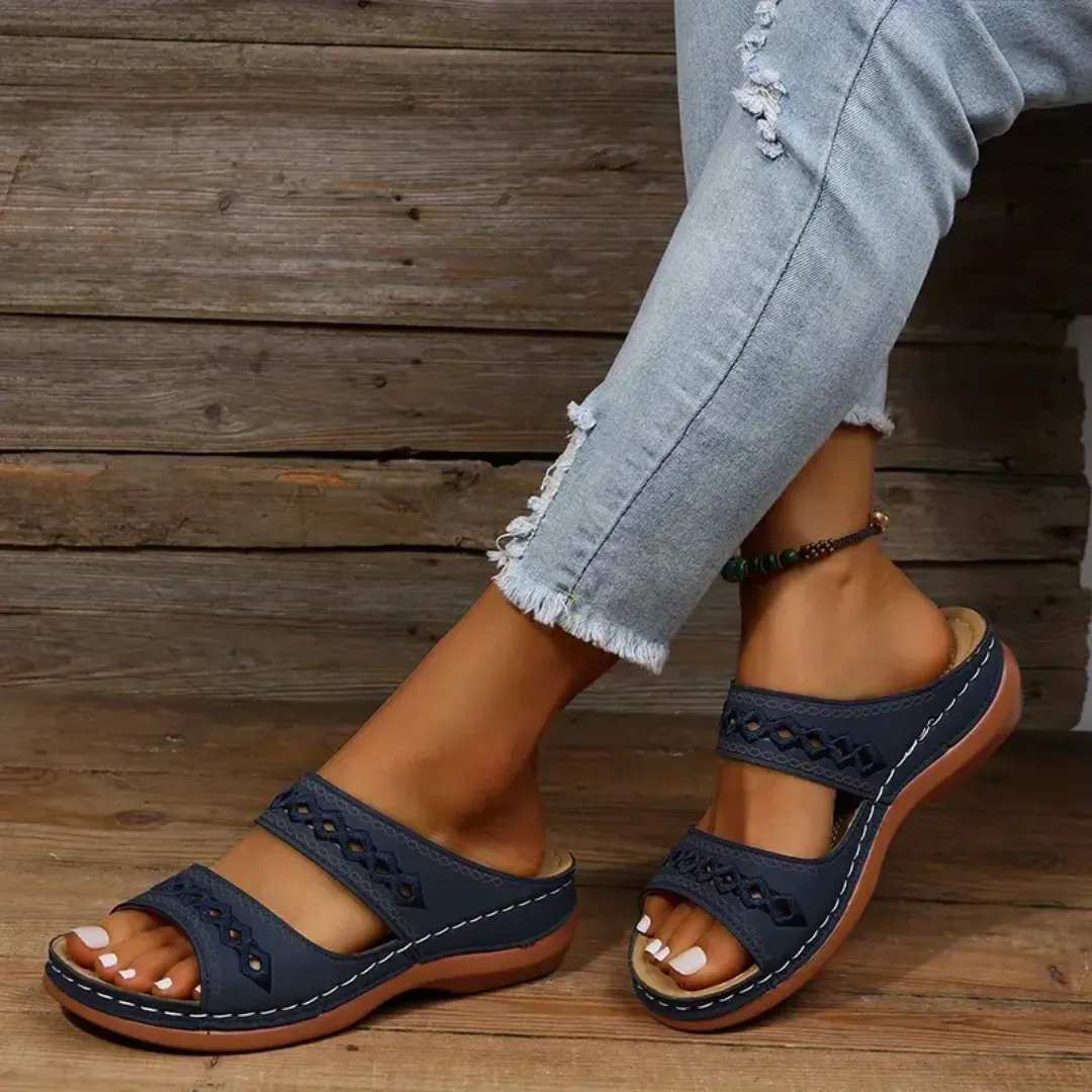 Blisscomfy Arch Support Boho Vintage Slide Sandals