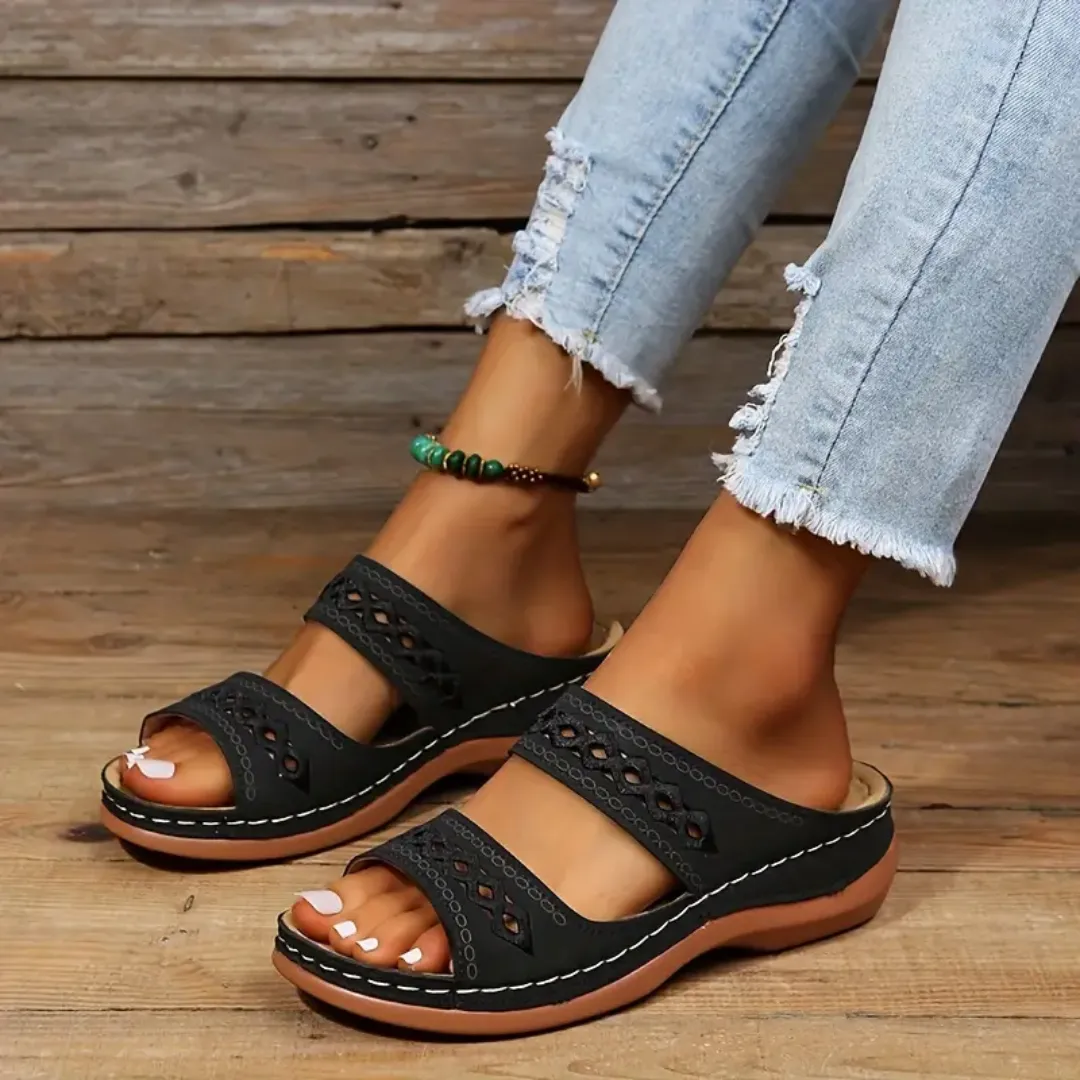 Blisscomfy Arch Support Boho Vintage Slide Sandals