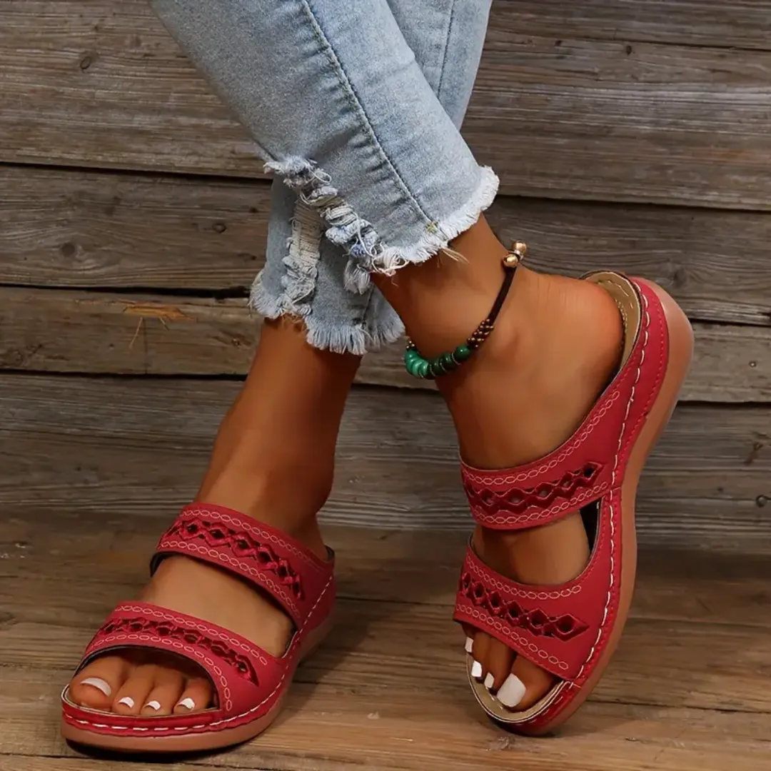 Blisscomfy Arch Support Boho Vintage Slide Sandals