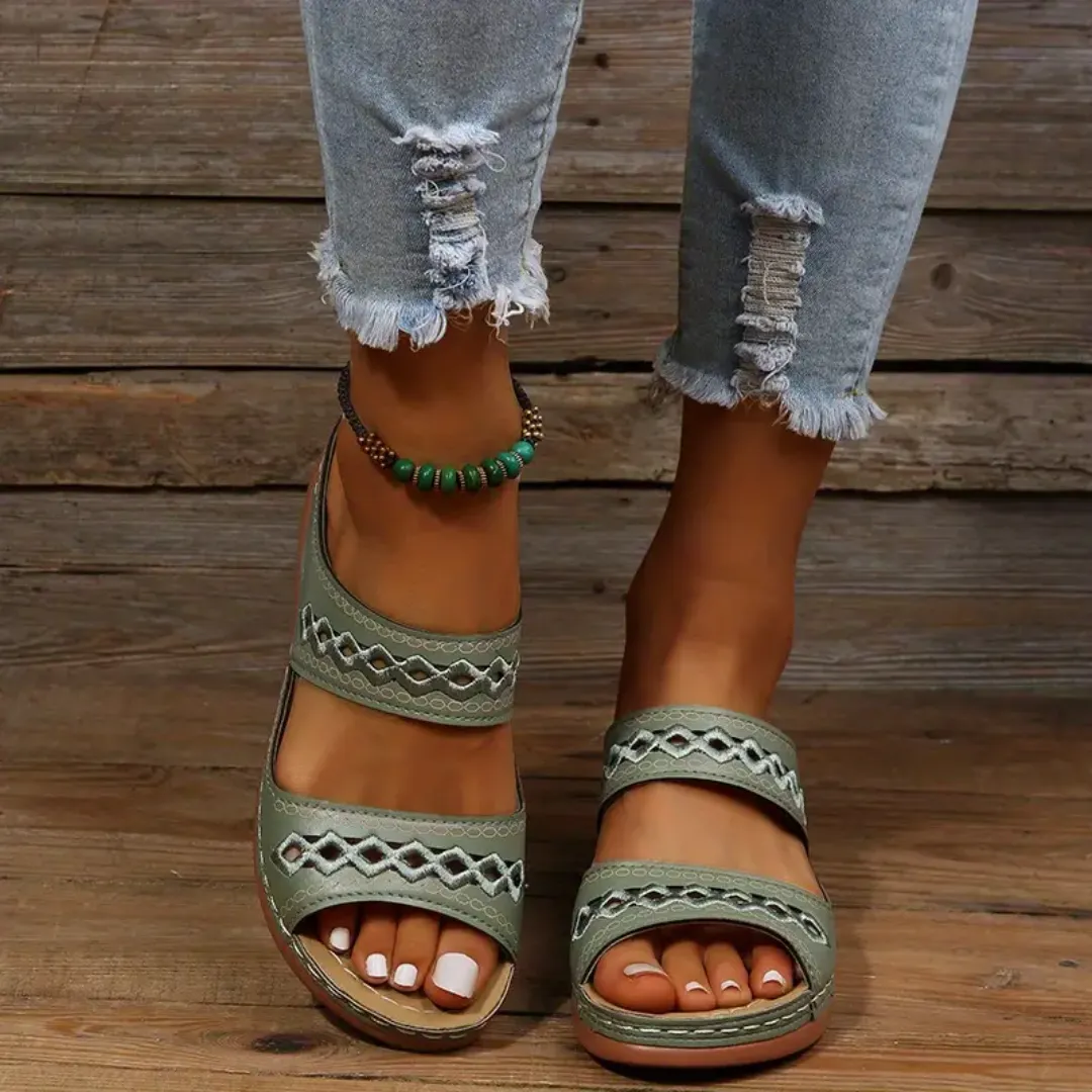 Blisscomfy Arch Support Boho Vintage Slide Sandals