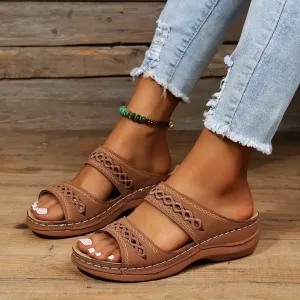 Blisscomfy Arch Support Boho Vintage Slide Sandals