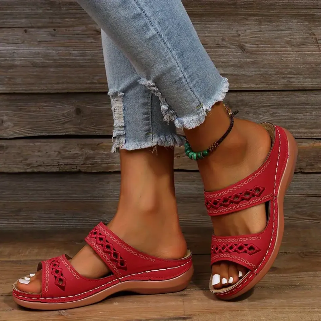 Blisscomfy Arch Support Boho Vintage Slide Sandals