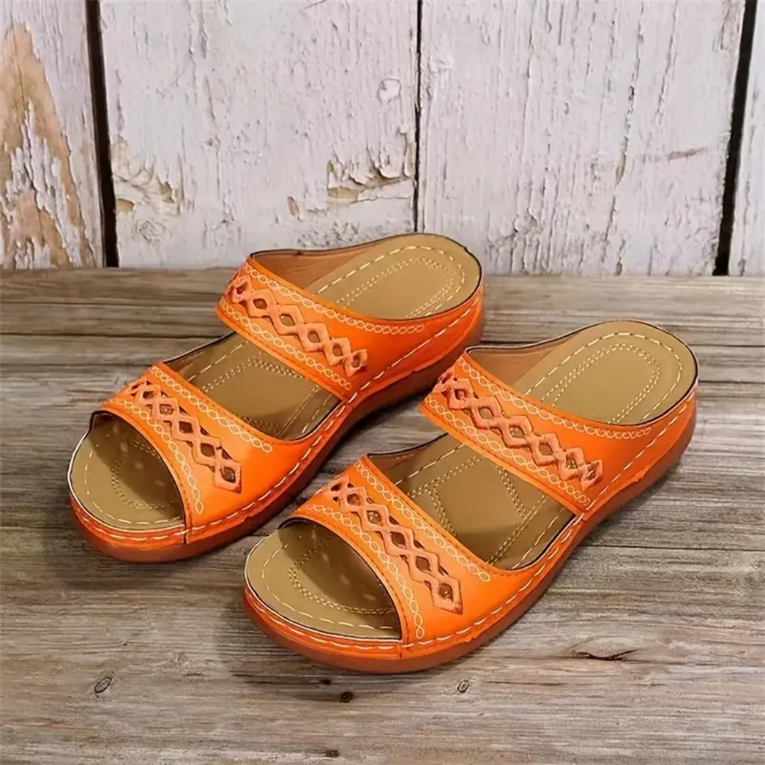 Blisscomfy Arch Support Boho Vintage Slide Sandals