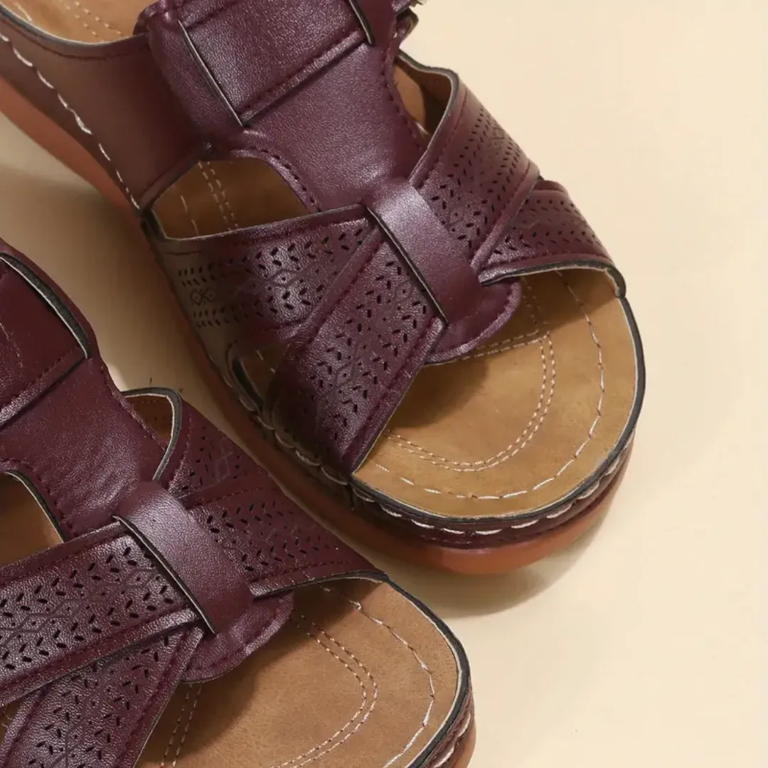Blisscomfy Arch Support Criss Cross Strap Slide Sandals