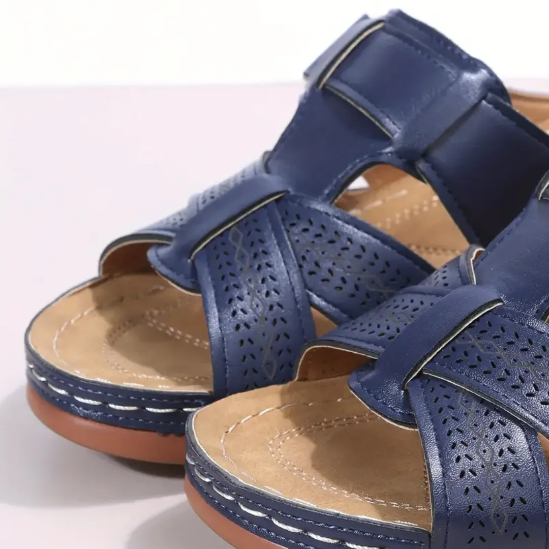 Blisscomfy Arch Support Criss Cross Strap Slide Sandals