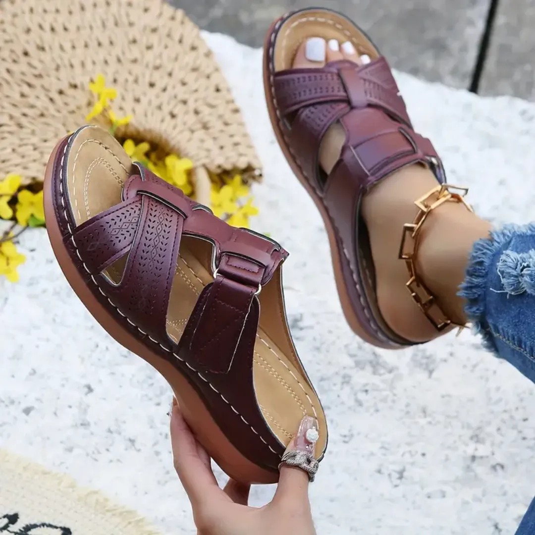 Blisscomfy Arch Support Criss Cross Strap Slide Sandals