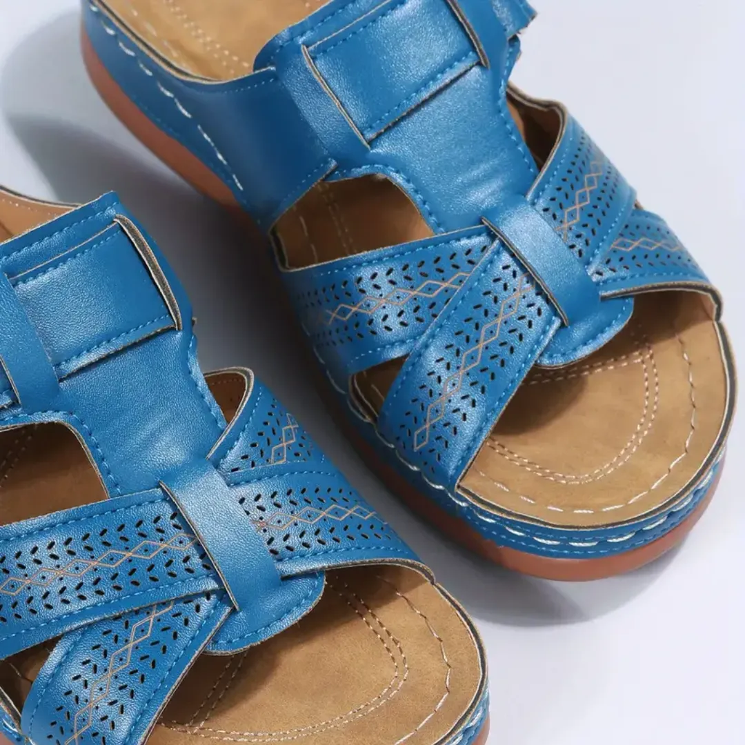 Blisscomfy Arch Support Criss Cross Strap Slide Sandals