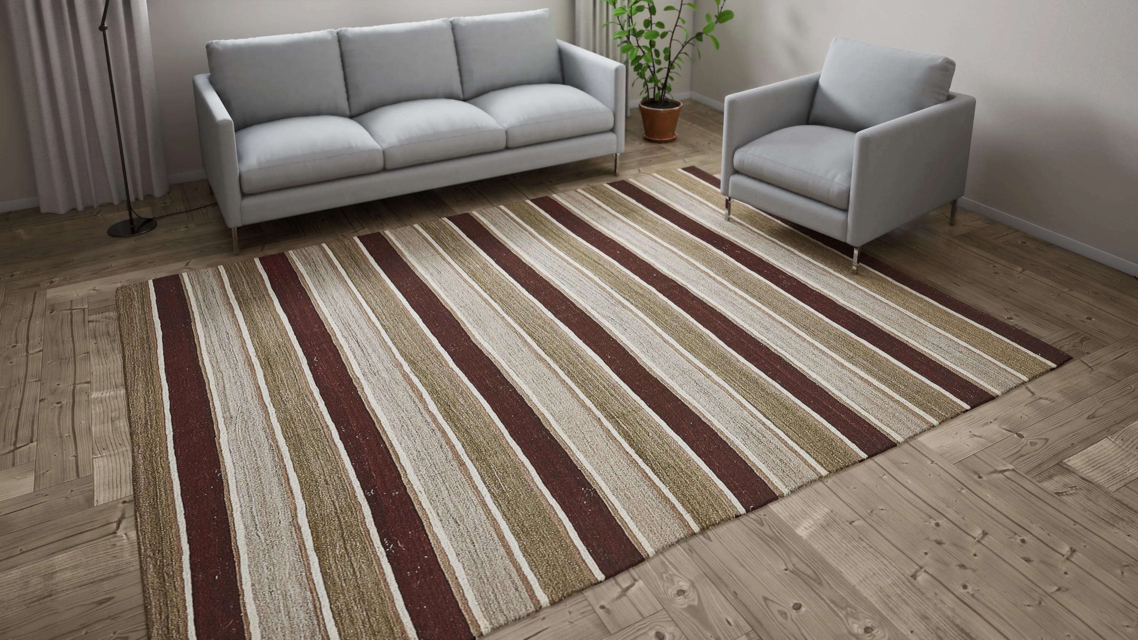 Brown Vintage Wool Flat Weave - 7'9"x10'4"