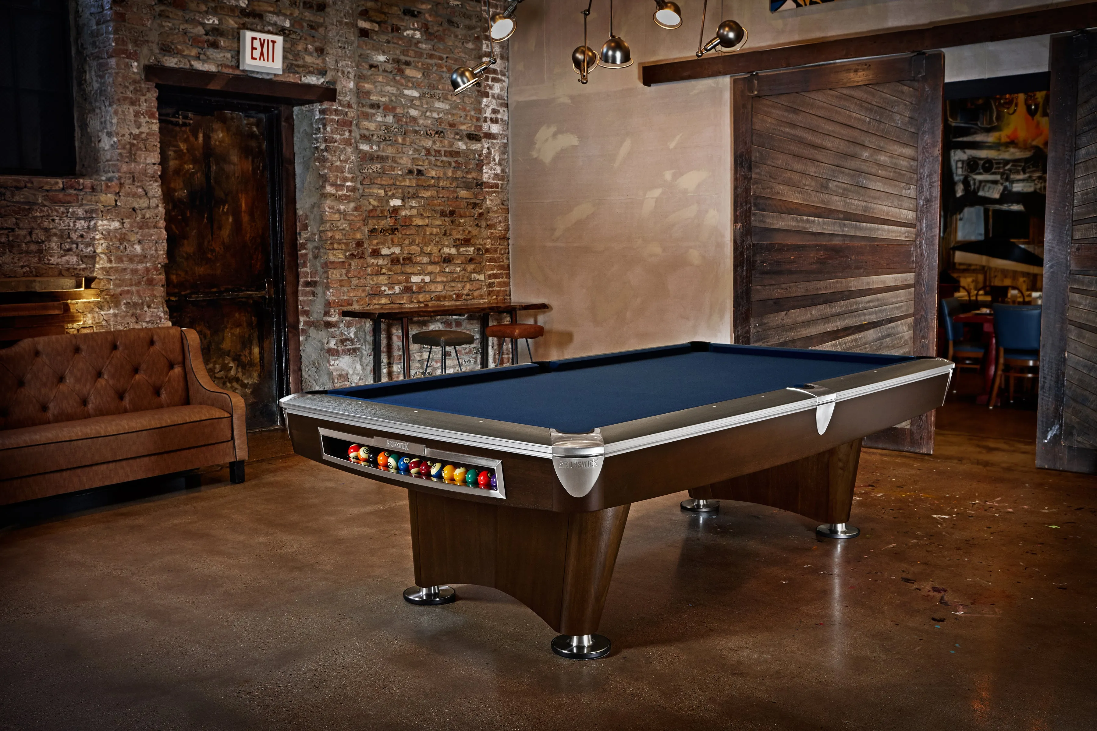 Brunswick Billiards Gold Crown VI 8' Slate Pool Table in Skyline Walnut/Espresso w/ Pockets