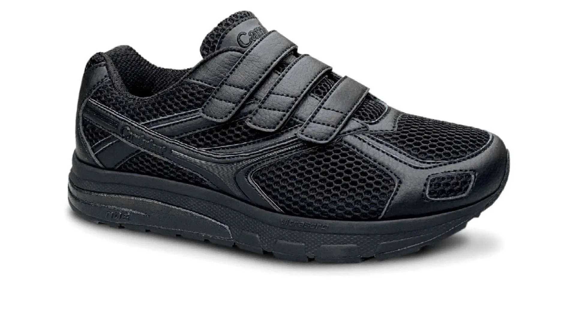 Cambrian Women's Ultra Mesh Velcro Walking Shoes- Black