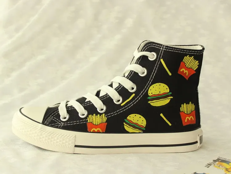 Cartoon Hamburger French Fries Canvas Shoes AD10515