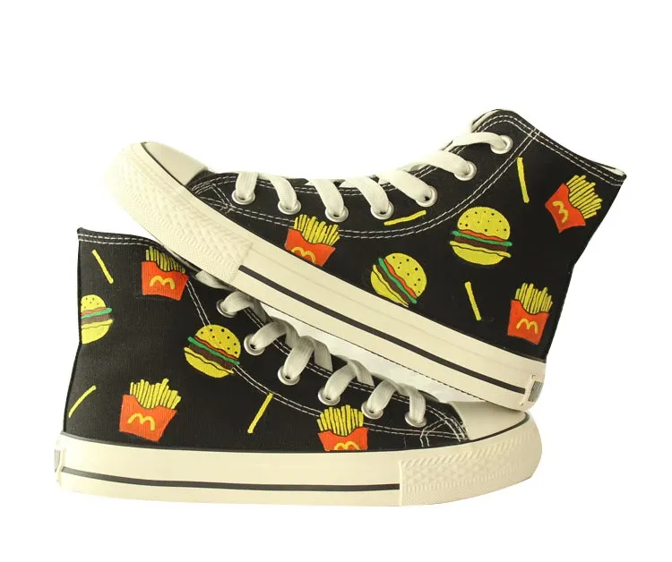 Cartoon Hamburger French Fries Canvas Shoes AD10515