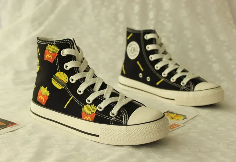 Cartoon Hamburger French Fries Canvas Shoes AD10515