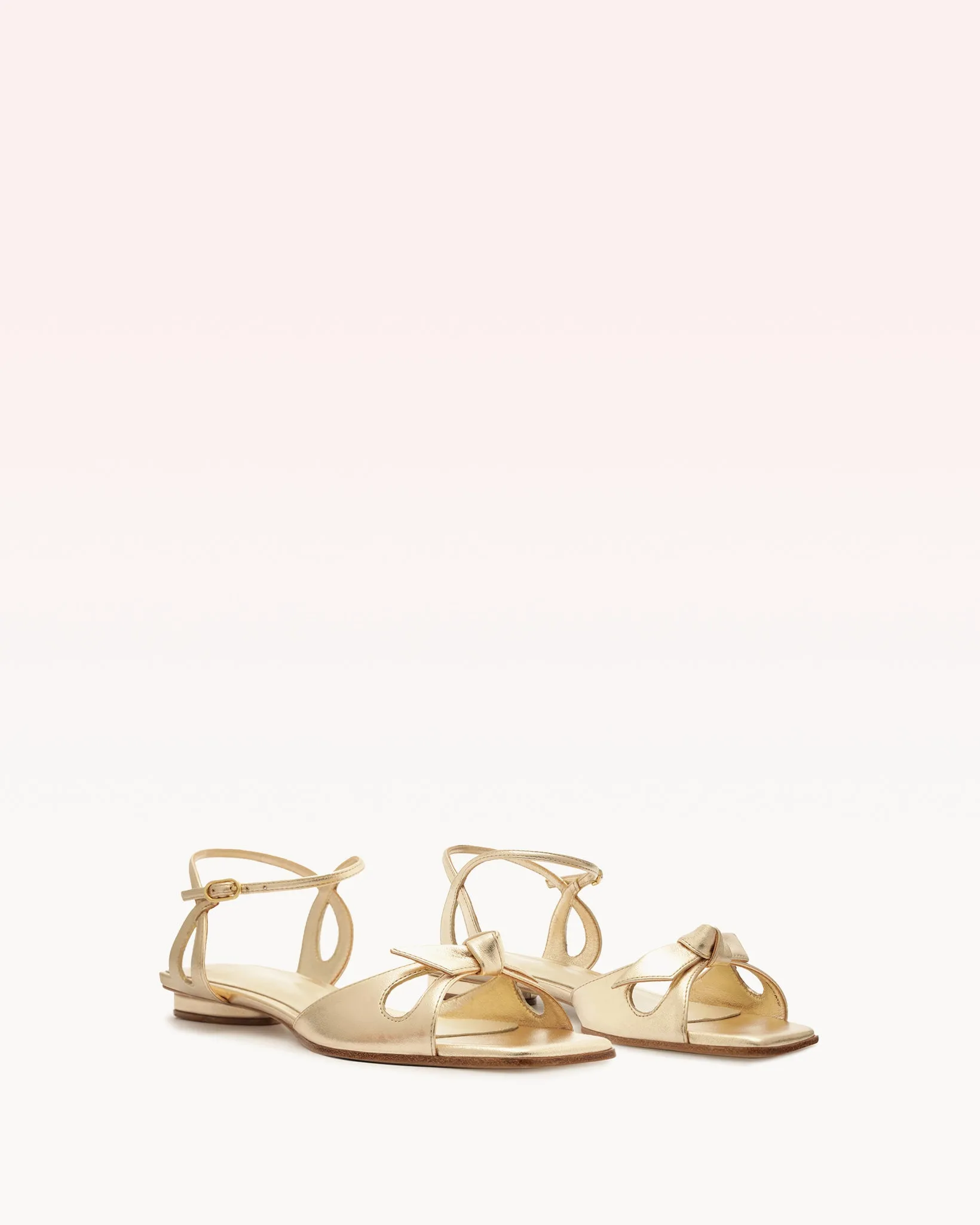 Clarita Eyelet Flat Metallic Golden