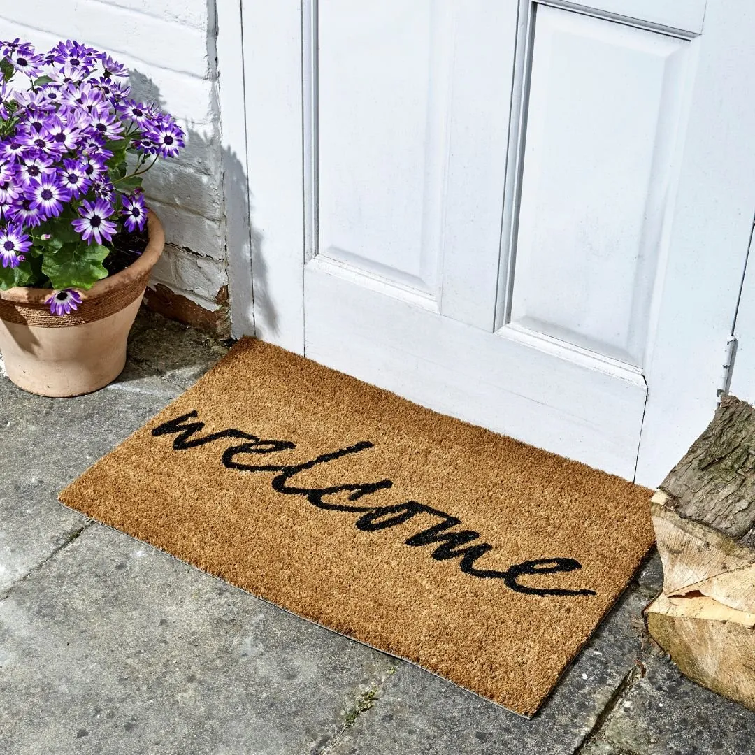 Coir Door Mat Welcome 45 x 75cm