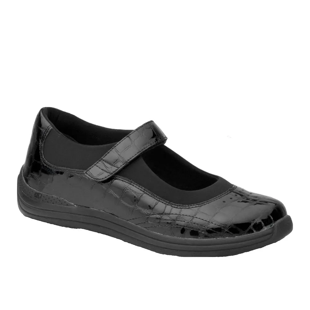 Drew Women's Rose Mary Janes- Black Croc