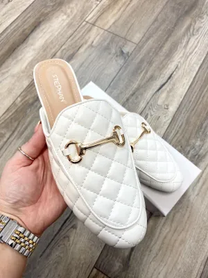 Emmy Quilted Mule Loafer (White)