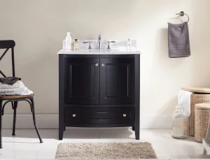 Estella 32 - Espresso Cabinet   White Carrara Marble Countertop