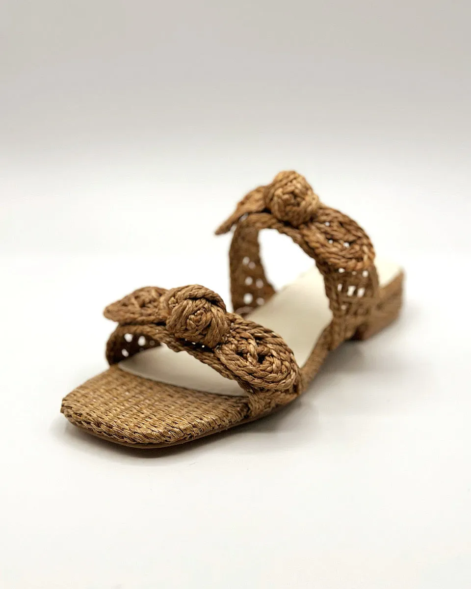 Esther Raffia Bow Sandals - Size 10