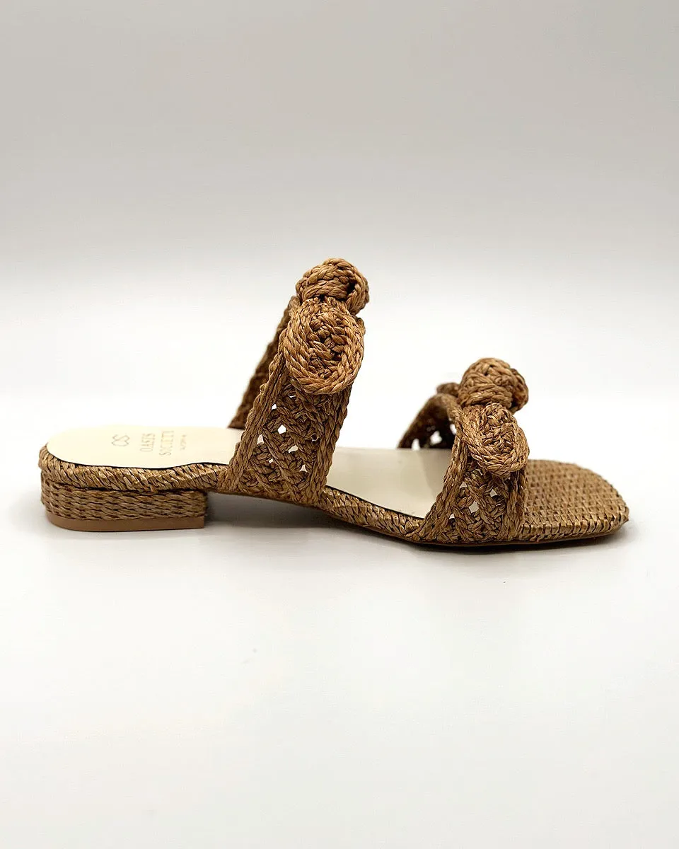 Esther Raffia Bow Sandals - Size 10