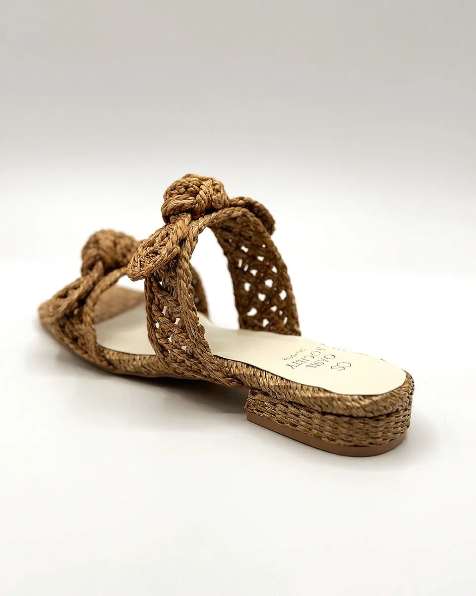 Esther Raffia Bow Sandals - Size 10