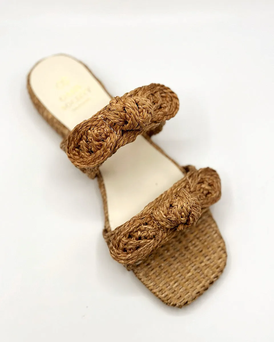 Esther Raffia Bow Sandals - Size 10