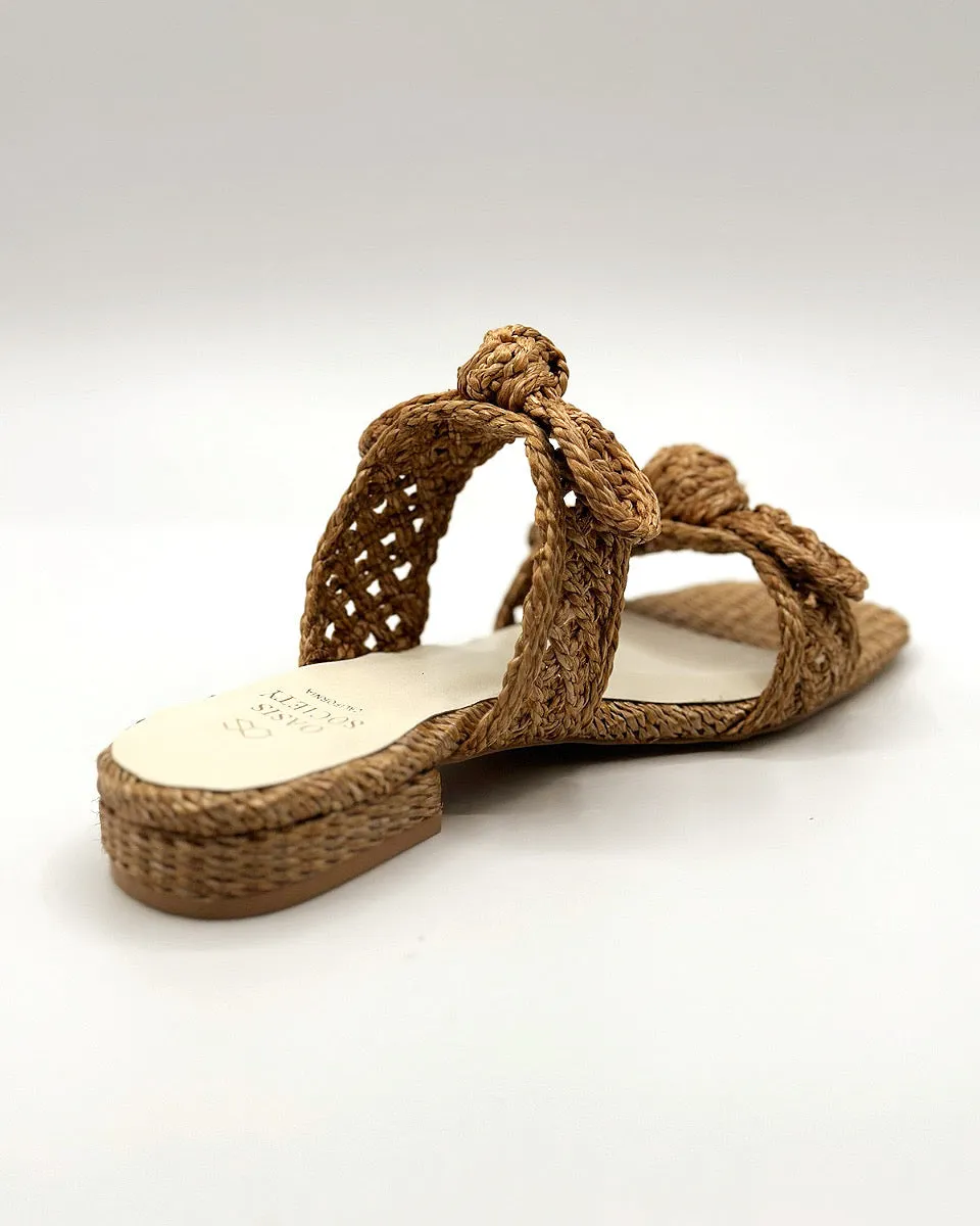 Esther Raffia Bow Sandals - Size 10