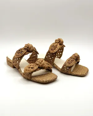 Esther Raffia Bow Sandals - Size 10