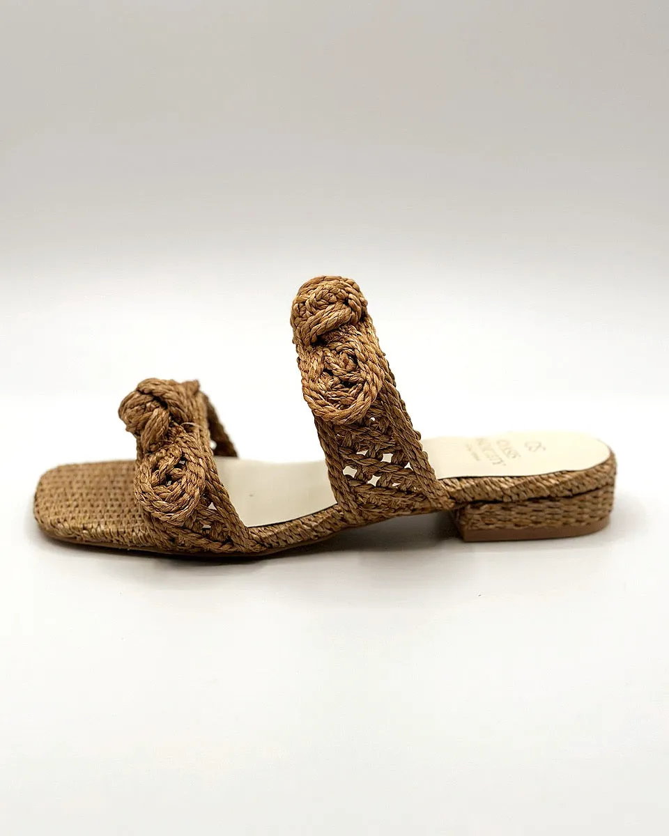 Esther Raffia Bow Sandals - Size 10